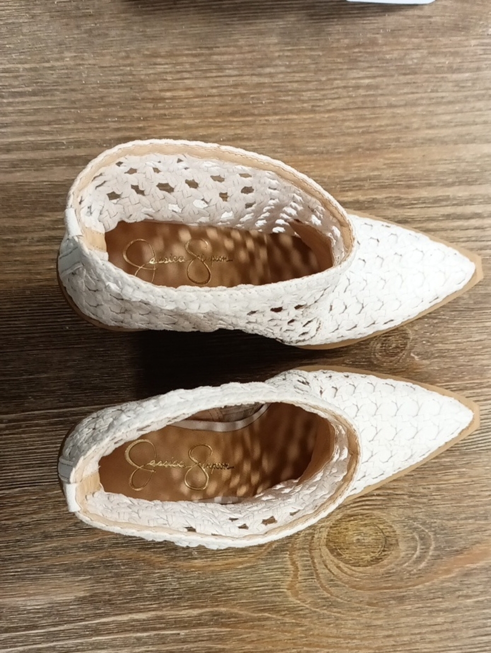 Women's Jessica Simpson -White Crochet Block Heel Ankle Boots - Picture 4 of 7